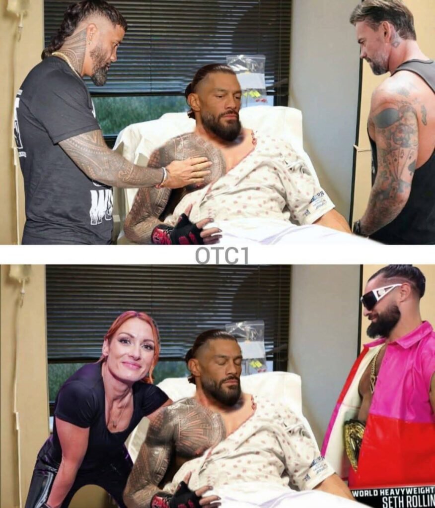 Jey Uso, CM Punk, Seth Rollins, and Becky Lynch Visit Roman Reigns in the Hospital