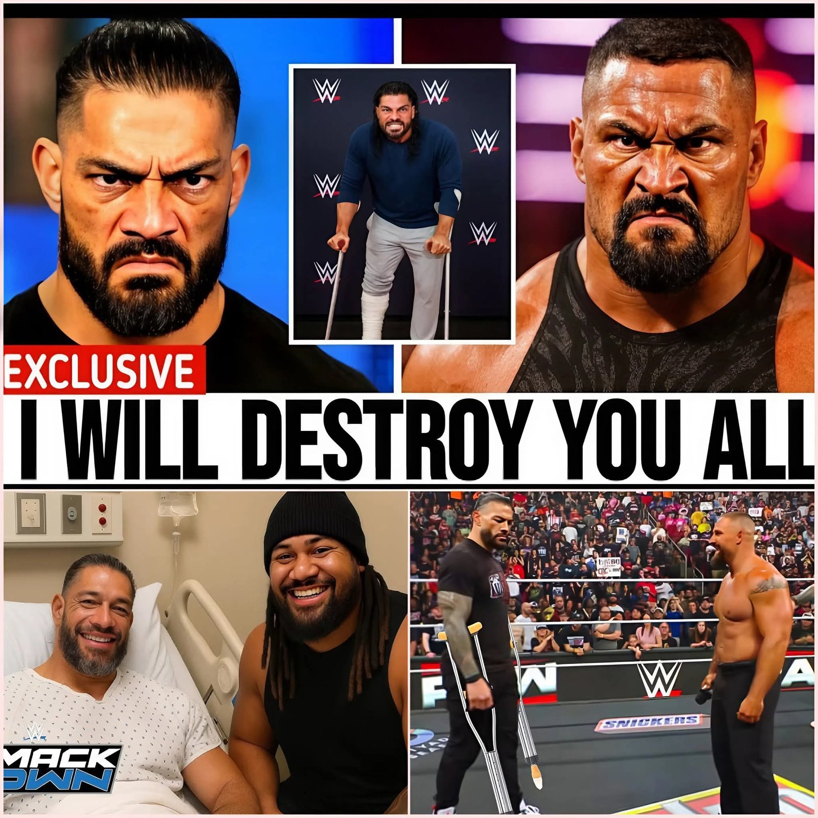 Roman Reigns Makes Shocking Entrance on Crutches as He Confronts Bron Breakker on RAW