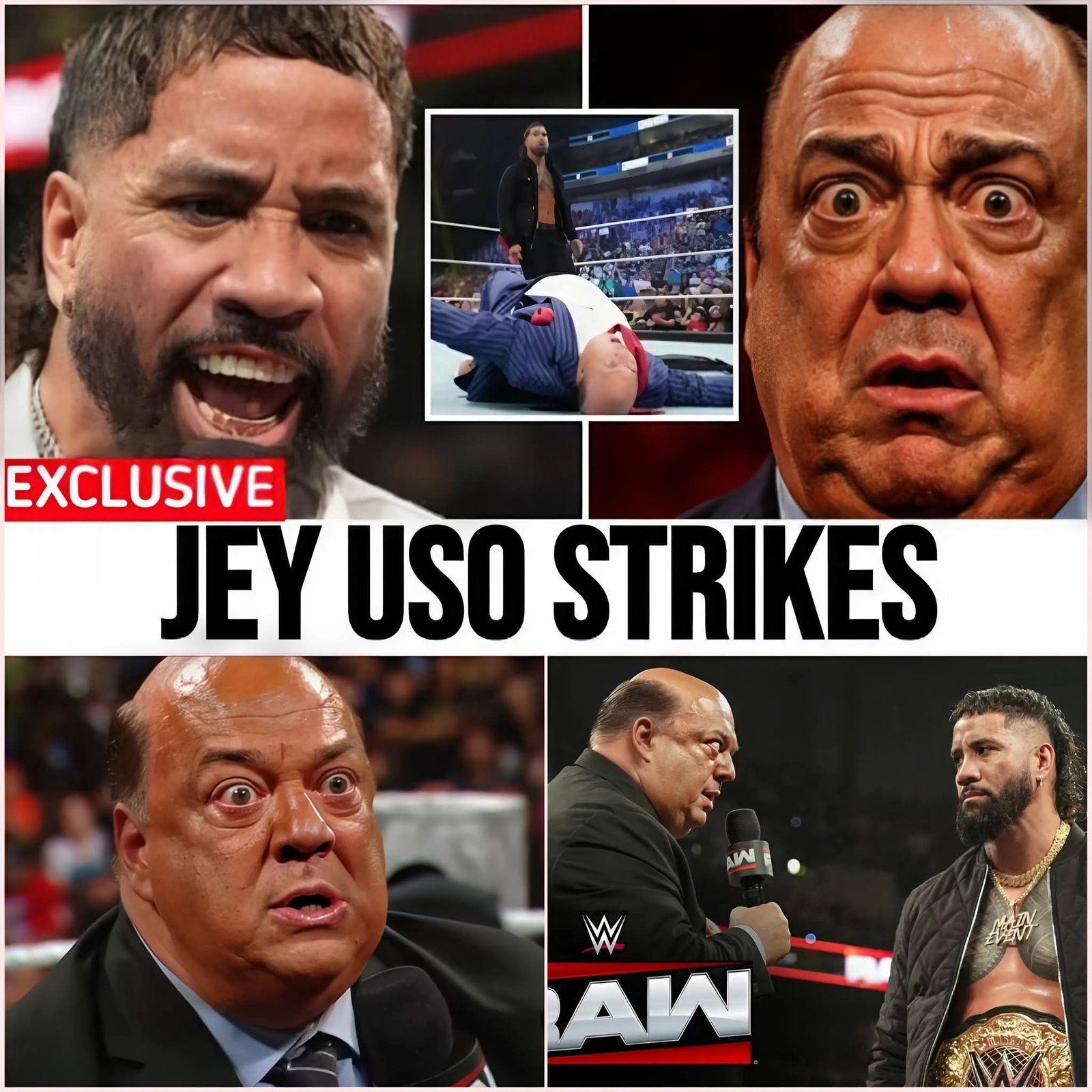 SHOCKING MOMENT! JEY USO BRUTALLY ATTACKS AND SLAPS AN ALREADY INJURED PAUL HEYMAN ON WWE RAW