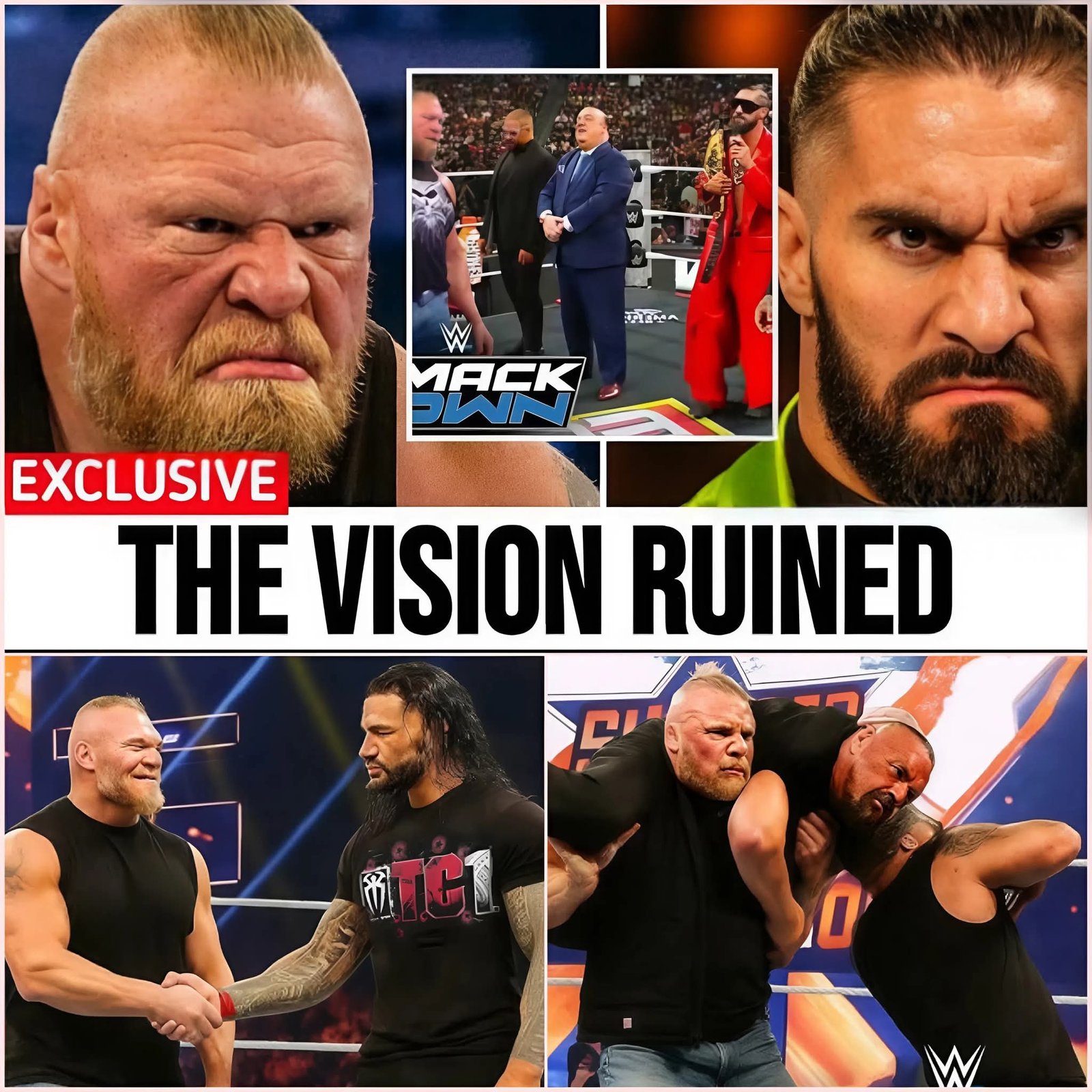 Brock Lesnar Brutally Confronts Seth Rollins and The Vision at WWE SmackDown