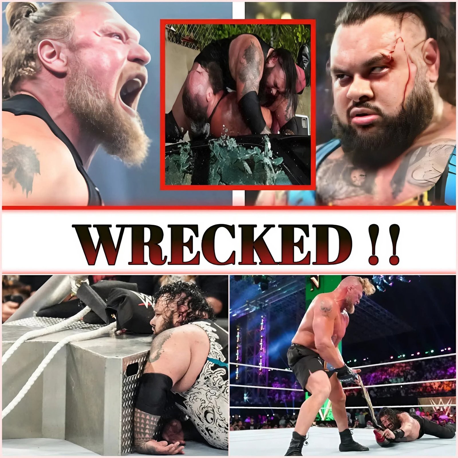 MASSIVE BEATDOWN!! THE BEAST BROCK LESNAR DESTROYS BRONSON REED IN THIS EPIC BACKSTAGE ATTACK 🤯