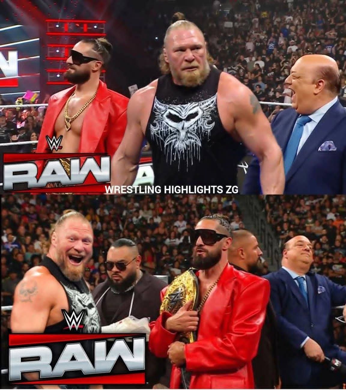 The Beast” Brock Lesnar Returns in Electrifying Face-Off with Seth Rollins & The Vision