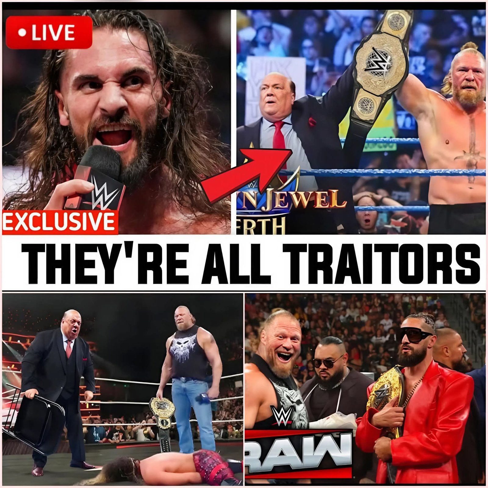 Seth Rollins Shocked as Paul Heyman Betrays Him to Rejoin Brock Lesnar at WWE Crown Jewel 2025