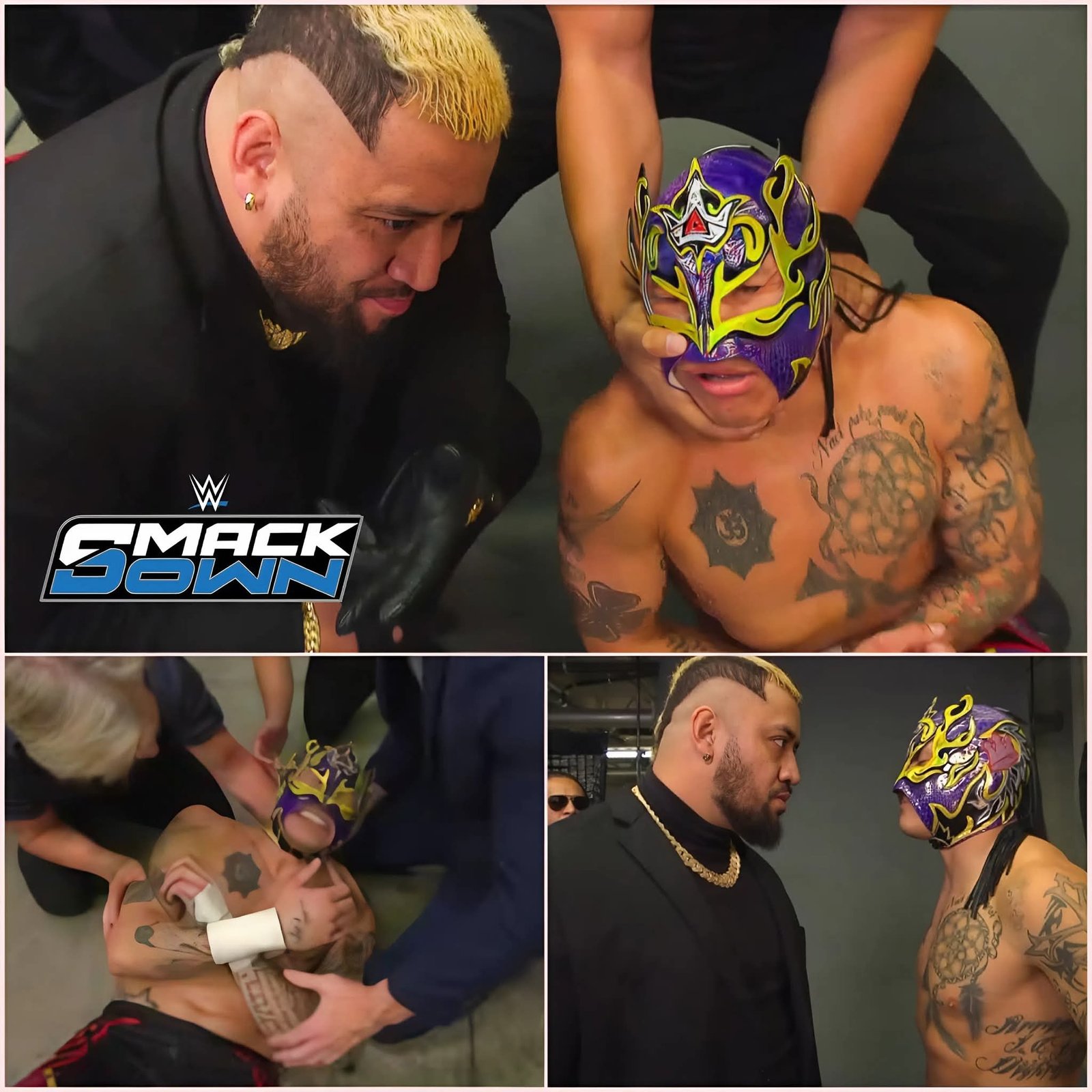 SOLO SIKOA BRUTALLY ATTACKS REY FÉNIX BACKSTAGE — CHAOS ERUPTS ON WWE SMACKDOWN! 😱🔥